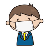 マスクをしている新入社員の男の子