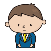 しょんぼりする新入社員の男の子