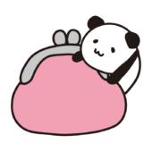 がま口の財布に乗るパンダ