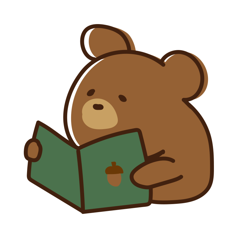 本を読むクマの無料(フリー)イラスト | かわいい手描きの無料素材「て