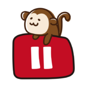 一時停止ボタンに乗るサル