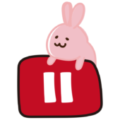 一時停止ボタンに乗るウサギ