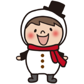 雪だるまの格好をした子供（男の子）