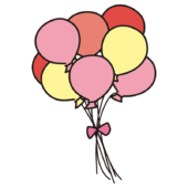 ピンク色の風船の束