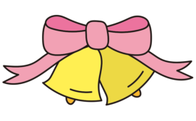 ピンクのリボンと2つのベル