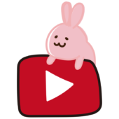 再生ボタンに乗るウサギ