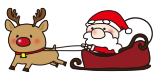 ソリに乗るお鼻の大きなサンタクロース
