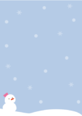 雪の降る背景と雪だるまの枠（縦）