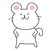 仁王立ちしている白いねずみ