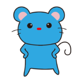 仁王立ちの青いネズミ