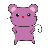 仁王立ちの紫色のネズミ