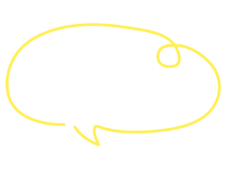 右上がくるんとなっている黄色の吹き出し