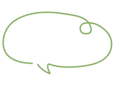 右上がくるんとなっている緑色の吹き出し