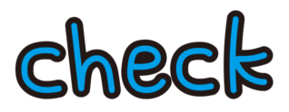 青いチェックの文字