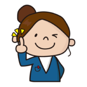 ウィンクしながらワンポイントアドバイスするお局さん