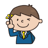 ウィンクしながらワンポイントアドバイスする新入社員の男の子