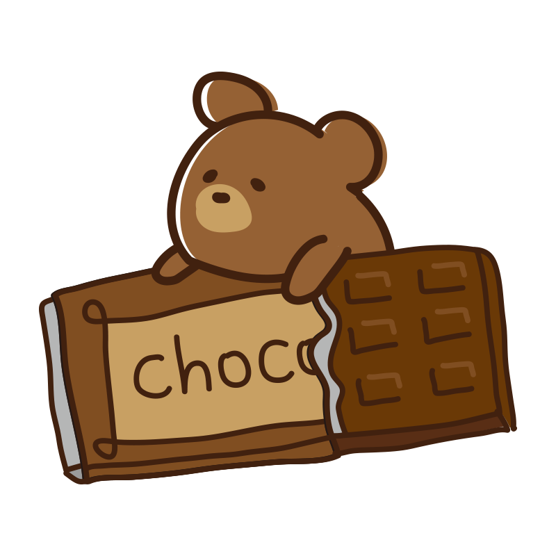 板チョコレートに乗るクマ