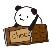 板チョコレートに乗るパンダ