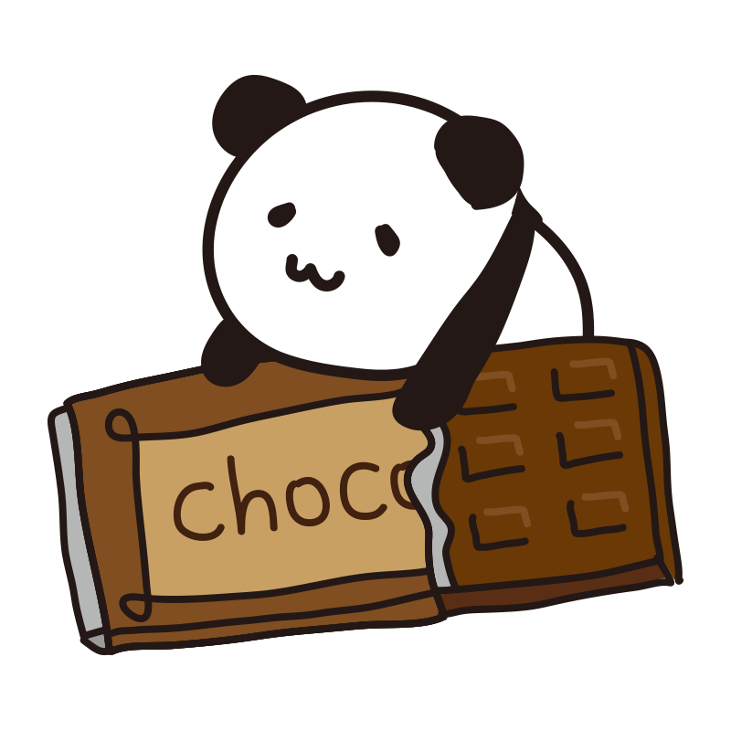 板チョコレートに乗るパンダ