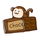 板チョコレートに乗るサル