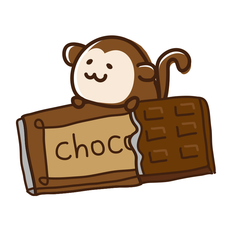 板チョコレートに乗るサル