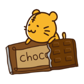 板チョコレートに乗るトラ