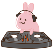 DJ気分のウサギ