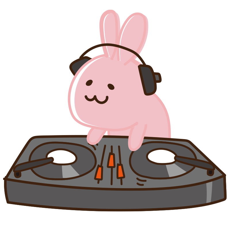 DJ気分のウサギ