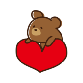 ハートに乗るクマ