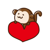 ハートに乗るサル