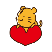 ハートに乗るトラ