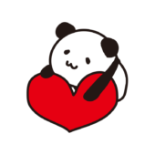 ハートに乗るパンダ