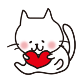 ハートを抱きしめる白い猫