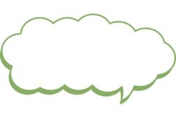 雲みたいにもこもこして緑の影のある吹き出し