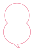 縦に丸が2つくっついた吹き出し（ピンク）
