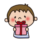 箱のプレゼントを渡す子供（男の子1）
