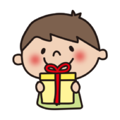 箱のプレゼントを渡す子供（男の子2）