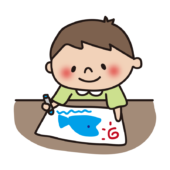 お絵描きする子供（男の子）