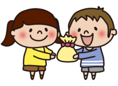 女の子にプレゼントを渡す男の子1