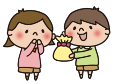 女の子にプレゼントを渡す男の子2