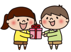 男の子にプレゼントを渡す女の子2