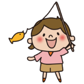 魚を釣る子供（女の子）
