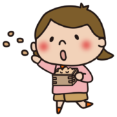 節分で豆まきをする子供（女の子）