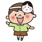 節分でおたふくのお面をかぶった子供（男の子2）