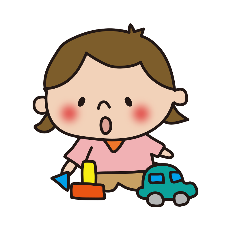おもちゃで遊ぶ子供 女の子 の無料 フリー イラスト てがきっず 可愛い手描きイラスト 保育園 小学校 Pta向けのフリー素材