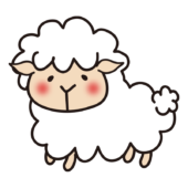 横向きのほっぺが赤い羊