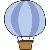 青色のストライプの気球