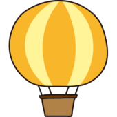 黄色とオレンジのストライプの気球