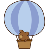 気球に乗るクマ