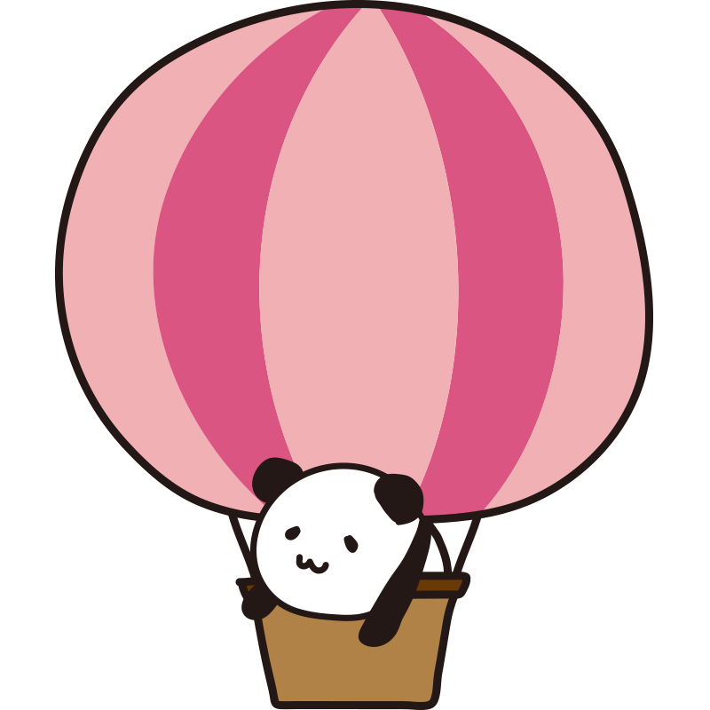 気球に乗るパンダ